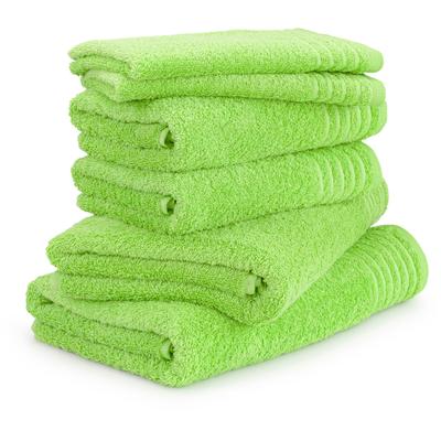 Handtuch Set MÖVE "New Classic", grün (lime), 6 St., Walkfrottier, Obermaterial: 100% Baumwolle, Handtücher (Packung), G