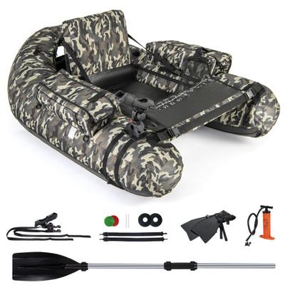 Costway Inflatable Float Tube with Fish Ruler Rod Holder and Storage Pockets-Camouflage