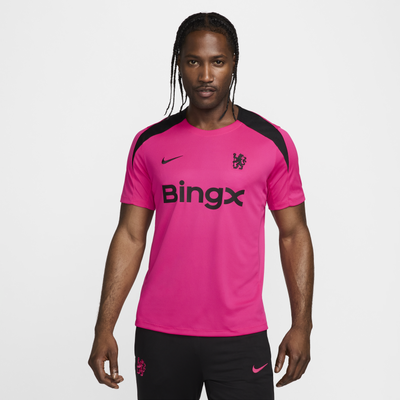 Chelsea F.C. Strike Third Men's Nike Dri-FIT Football Knit Short-Sleeve Top - Pink - Polyester