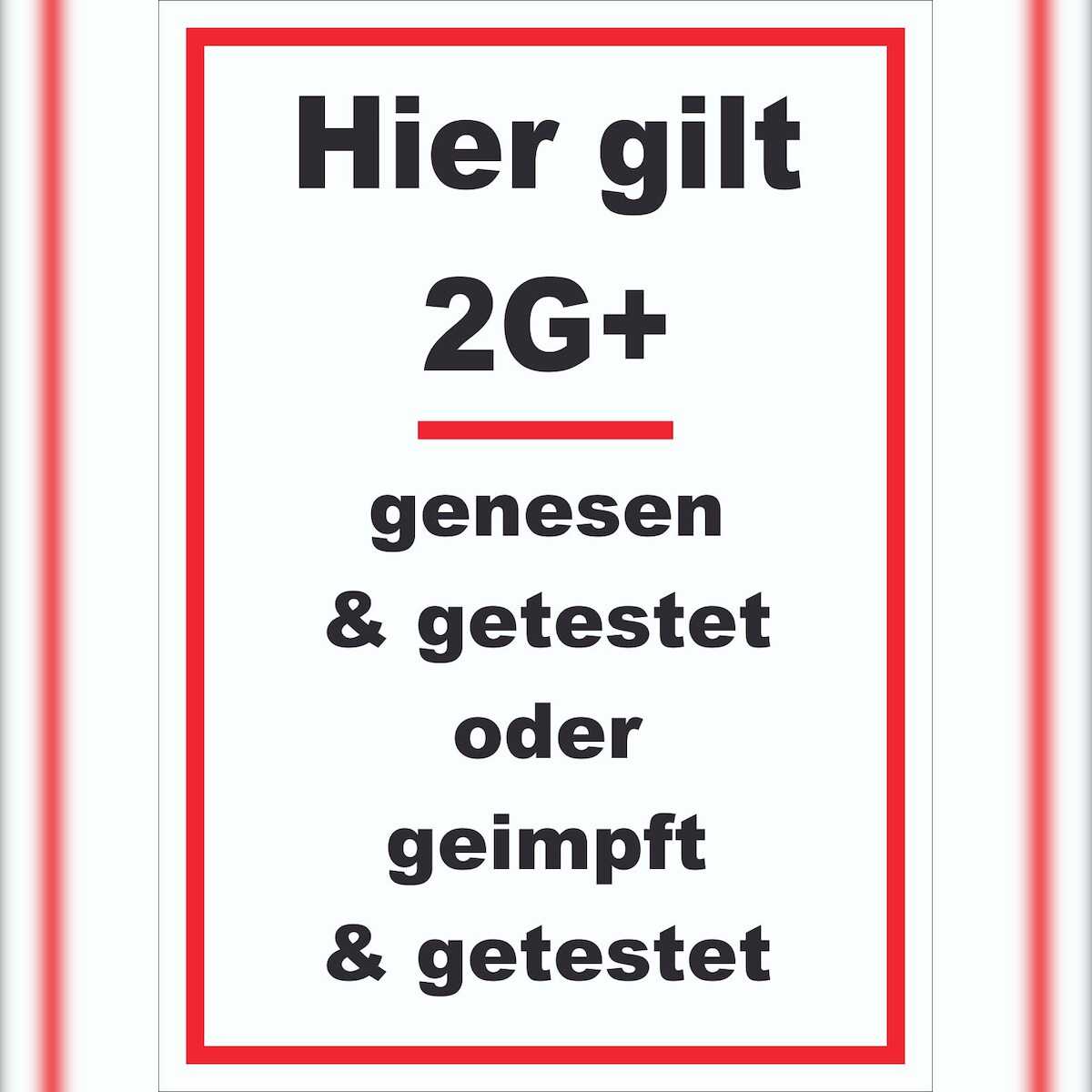 HB-Druck Hier gilt 2G Plus Hinweis Schild mit Text hochkant A5 Rückseite selbstklebend Image