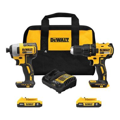 DeWalt 20V MAX Cordless Brushless Drill Driver and Impact Driver Kit with 2 Rechargeable 2.0 Ah Lithium-Ion Batteries, 1 Charger, and 1 Storage Bag DCK277D2