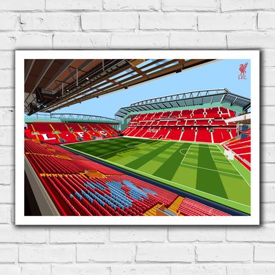 Liverpool Anfield Illustration Innen Stadion Druck – ungerahmt A3 Image