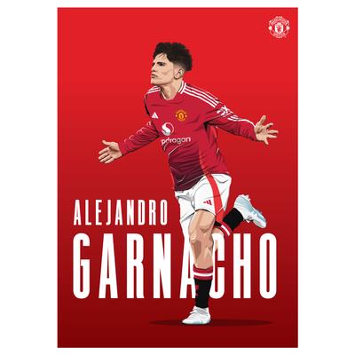 Manchester United Alejandro Garnacho 24-25 Illustrationsdruck – ungerahmt A2 Image