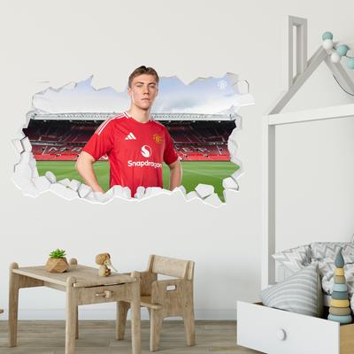 Manchester United Rsmus Hojlund 24-25 Wandaufkleber „gebrochen“ – 90 cm Breite x 50 cm Höhe Image