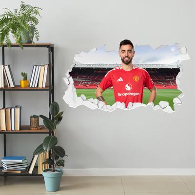 Manchester United Bruno Fernandes 24-25 Wandaufkleber „gebrochen“ – 90 cm Breite x 50 cm Höhe Image