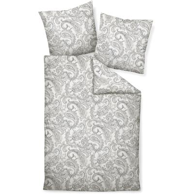 Bettwäsche JANINE "DAVOS65152 09", grau (silber taupe), B/L: 155cm x 220cm, , Feinbiber, B/L: 80cm x 80cm, Feinbiber, Obermaterial: 100% Baumwolle, Bettwäsche, mit Reißverschluss Image