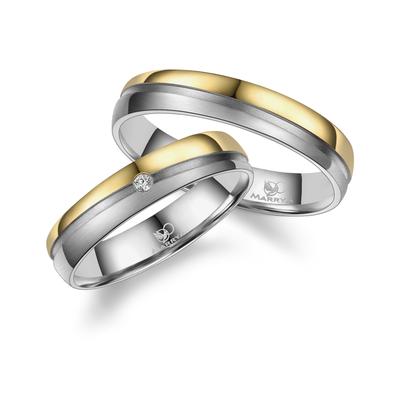 Trauring MARRYA "Titan Ringe Trauringe Eheringe Partnerringe" Gr. 58, gold (herren ring, silber, gold), Fingerringe, Dam