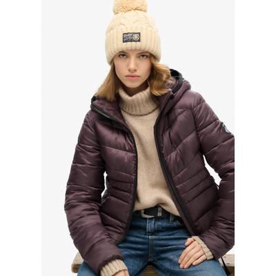 Steppjacke SUPERDRY "HOODED FUJI QUILT PADDED JKT", Damen, Gr. XS, lila (smoky aubergine lila), Web, Obermaterial: 100% Polyester, unifarben, casual, slim fit, Langarm, Jacken Image