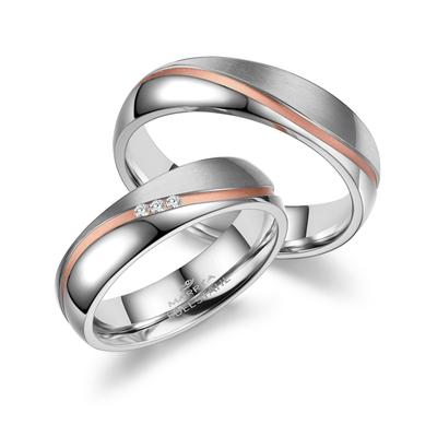 Verlobungsring MARRYA "Edelstahl Ringe Trauringe Eheringe Partnerringe" Gr. 68, rosa (herren ring, silber, rosé), Finger