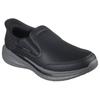 Slip-On Sneaker SKECHERS "SLADE-", Herren, Gr. 47,5, schwarz, Leder, Textil, casual, Schuhe, Slipper, Freizeitschuh, Halbschuh mit Goga Mat Funktion
