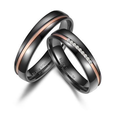 Verlobungsring MARRYA "BLACK TITANIUM by MARRYA" Gr. 56, schwarz (herren ring, schwarz, gold), Fingerringe, Damen, 56, T