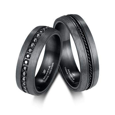 Trauring MARRYA "Carbon Ringe Trauringe Eheringe Partnerringe" Gr. 60, schwarz (herren ring, schwarz), Fingerringe, Dame