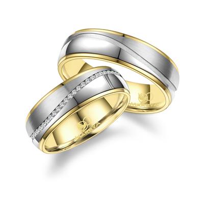 Verlobungsring MARRYA "Edelstahl Ringe Trauringe Eheringe Partnerringe" Gr. 70, gold (herren ring, silber, gold), Finger