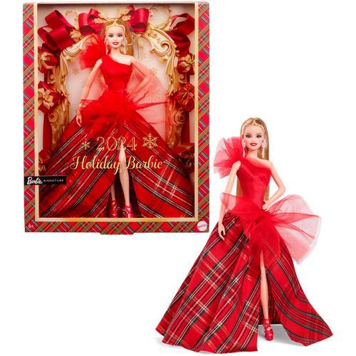 "Anziehpuppe BARBIE ""Barbie Signature Holiday Puppe - Blond"" Puppen rot Kinder"