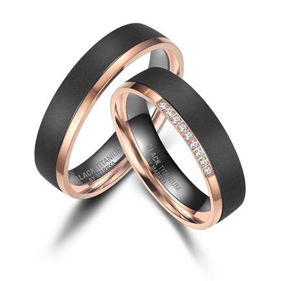 Verlobungsring MARRYA "BLACK TITANIUM by MARRYA" Gr. 54, rosa (damen ring, schwarz, rosé gold), Fingerringe, Damen, 54, 