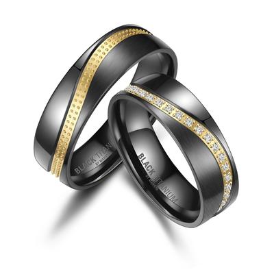 Trauring MARRYA "BLACK TITANIUM by MARRYA" Gr. 62, schwarz (herren ring, schwarz, gold), Fingerringe, Damen, 62, Titan