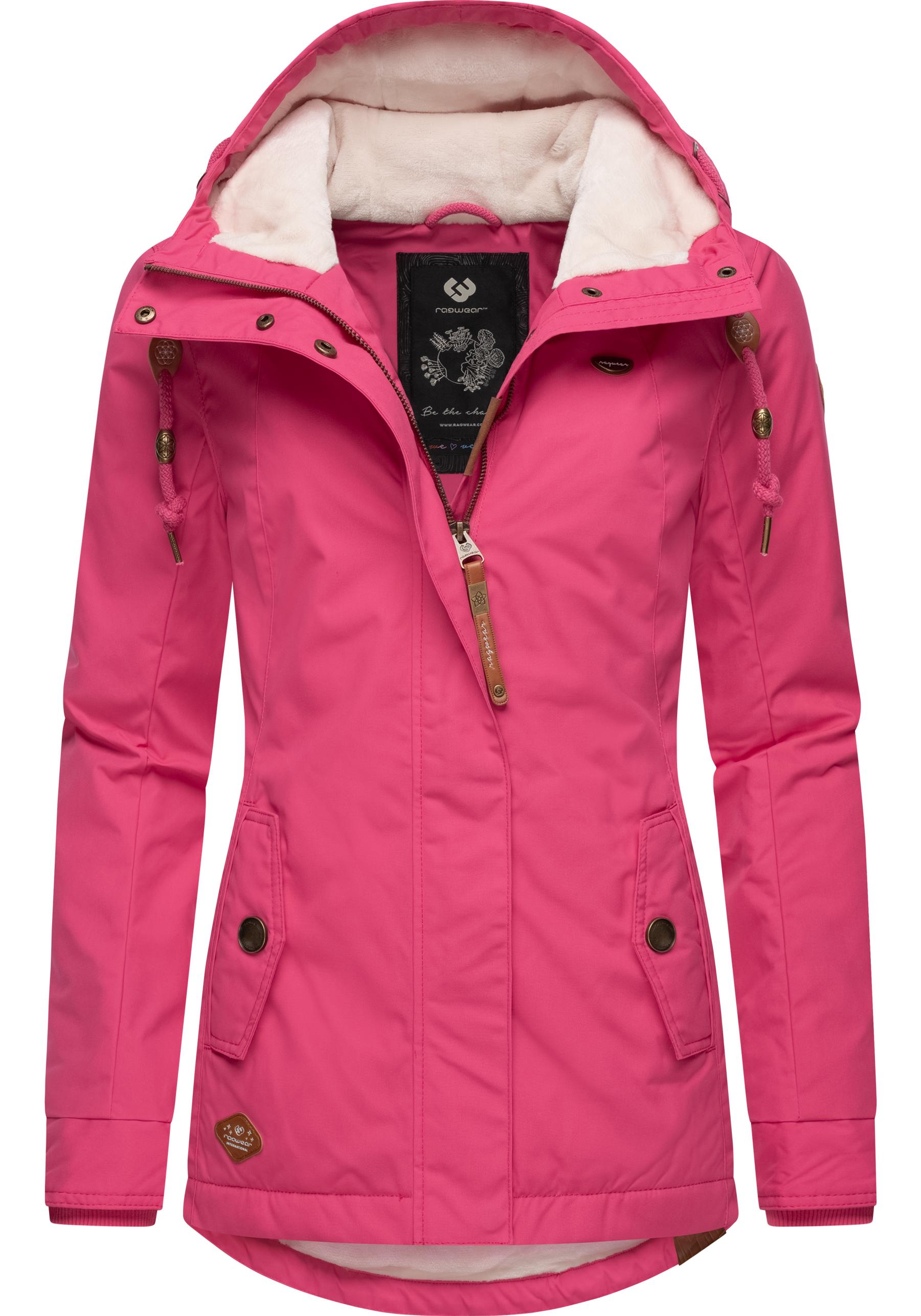 Winterjacke RAGWEAR "Monade", Damen, Gr. M (38), pink (fuchsia), Obermaterial: 65% Polyester, 35% Baumwolle; Futter: 100% Polyester; Wattierung 100% Polyester, figurbetont Po-bedeckend, verstellbar Rippstrickbündchen mit Druckknopf, Jacken, Damen...