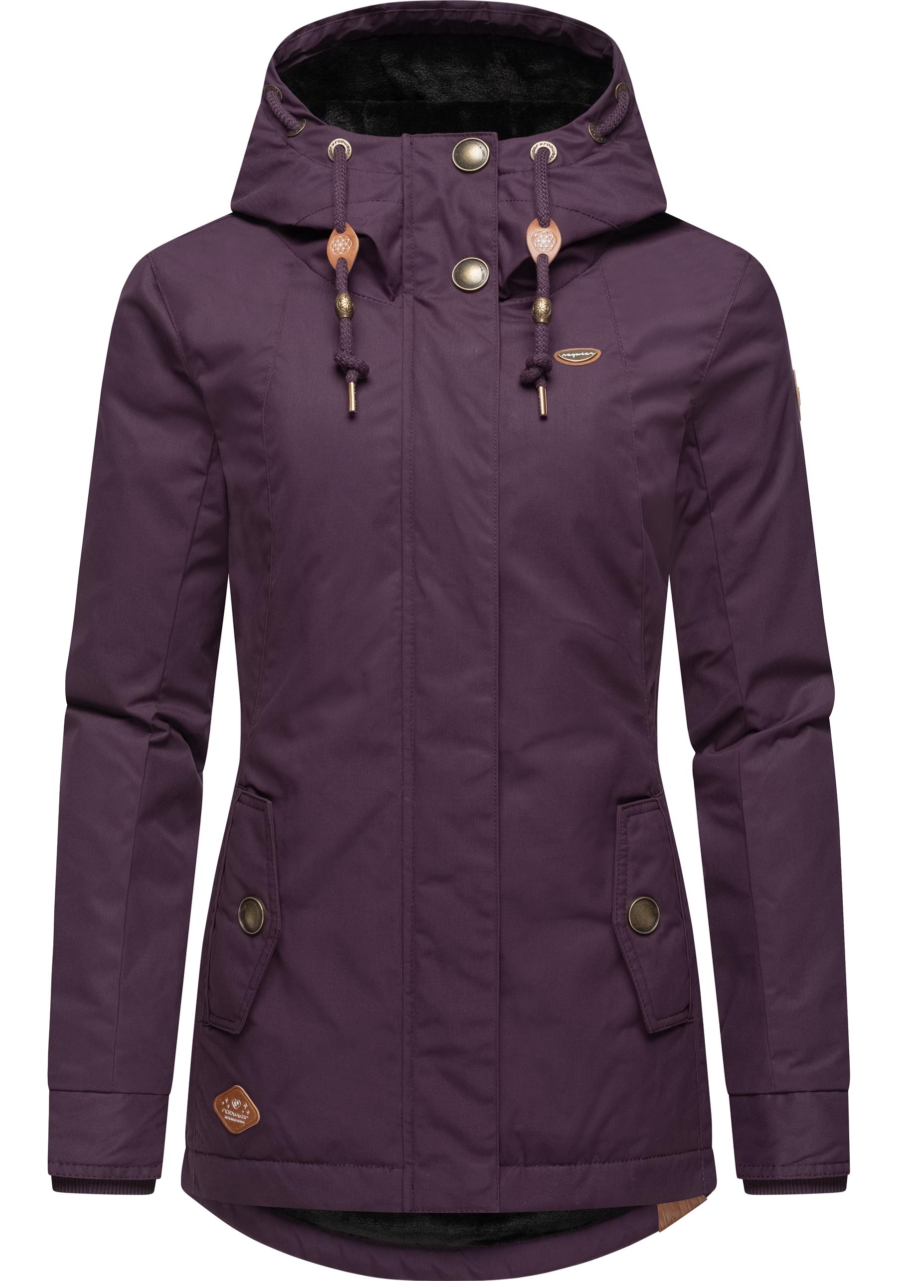 Winterjacke RAGWEAR "Monade", Damen, Gr. M (38), lila (pflaume), Obermaterial: 65% Polyester, 35% Baumwolle; Futter: 100% Polyester; Wattierung 100% Polyester, figurbetont Po-bedeckend, verstellbar Rippstrickbündchen mit Druckknopf, Jacken, Damen...