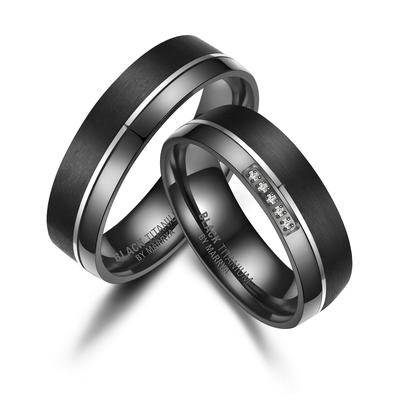 Verlobungsring MARRYA "BLACK TITANIUM by MARRYA" Gr. 60, schwarz (damen ring, schwarz, silber), Fingerringe, Damen, 60, 