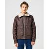 Lederjacke WRANGLER "WRANGLER AVIATOR", Herren, Gr. XXL, braun (mole), Obermaterial: 100% Baumwolle, unifarben, casual, regular fit normal, Langarm 1-Knopf-Manschette, Jacken, mit Gürtelschlaufen am Saum