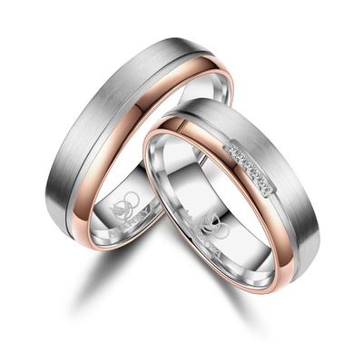 Trauring MARRYA "Titan Ringe Trauringe Eheringe Partnerringe" Gr. 56, rosa (damen ring, silber, rosé gold), Fingerringe,