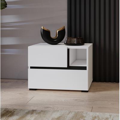 Nachtkommode HOME AFFAIRE "Cross, moderner griffloser Nachtschrank", weiß, B:55cm H:40cm T:40cm, FSC-zertifizierter Holzwerkstoff, Melamin, Sideboards, Nachttisch, Nachtkonsole mit 2 Schubladen Image