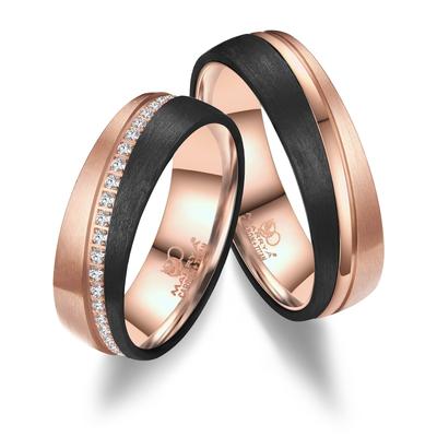 Trauring MARRYA "Carbon Ringe Trauringe Eheringe Partnerringe" Gr. 50, rosa (herren ring, schwarz, rosé), Fingerringe, D