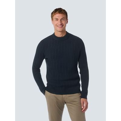Strickpullover NO EXCESS, Herren, Gr. XXXL, blau (night), Strick, Obermaterial: 95% Baumwolle, 5% Polyester, unifarben, casual, regular fit hüftlang, Rundhals, Langarm Rippstrickbündchen, Pullover, mit Zopfmuster Image