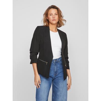 Kurzblazer VILA "VIJOY 3/4 BLAZER - NOOS", Damen, Gr. 36, schwarz, Web, Obermaterial: 95% Polyester, 5% Elasthan, unifarben, modisch, regular fit, 3/4-Ärmel, Blazer Image