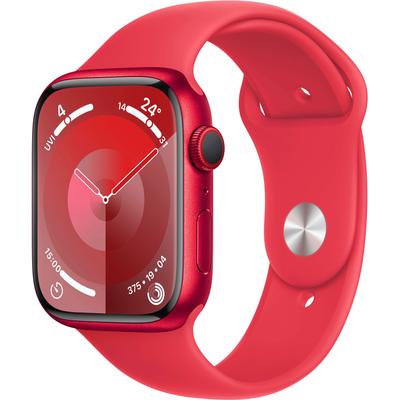 Smartwatch APPLE "Watch Series 9 Aluminium" Smartwatches Gr. 45 mm, Cellular, S/M, Sport Band, rot Sport Band Bestseller