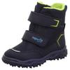 Winterstiefel SUPERFIT "HUSKY WMS: Mittel", Kinder, Gr. 28, bunt (dunkelblau, hellgrün), Textil, sportlich, Schuhe, Snowboots mit wärmendem Textilfutter, Größenschablone zum Download