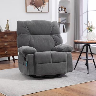 Vibration Massage Chair Recliner with Heat, Swivel Rocker Chair, Teddy Fabric Manual Recliner Chair with Side Pockets