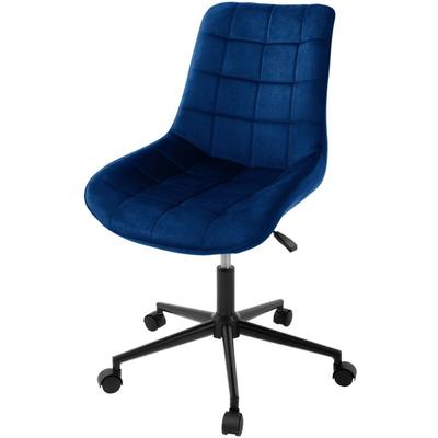 Ml-design - Bürostuhl, Blau, Sitzfläche aus Samt, Metallgestell, Polsterstuhl mit Rückenlehne, Image