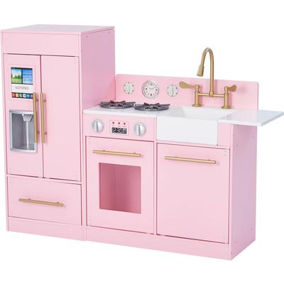 Charlotte Kinderküche mit Kühlschrank in Rosa Große Spielküche Set - Pink - Teamson Kids