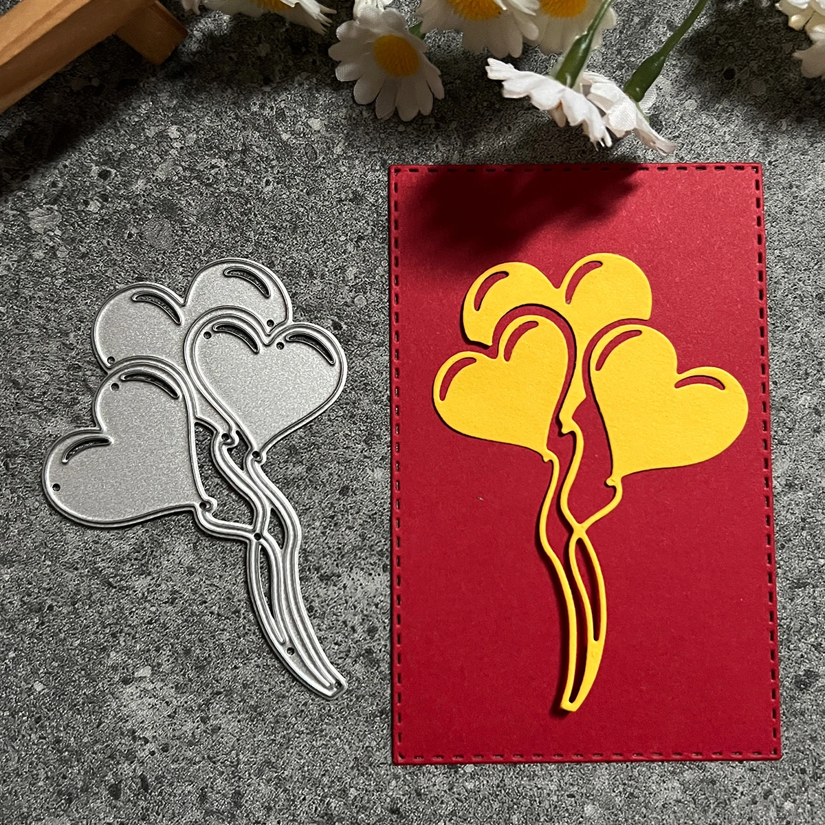 Matrices de découpe en métal, cœur d'amour, ballon, pochoir, modèle de découpe, bricolage, Scrapbooking