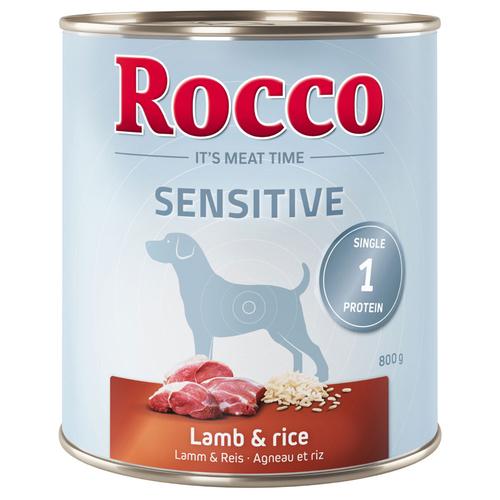 6x800g Sensitive mit Lamm mit Reis Rocco Hundefutter nass