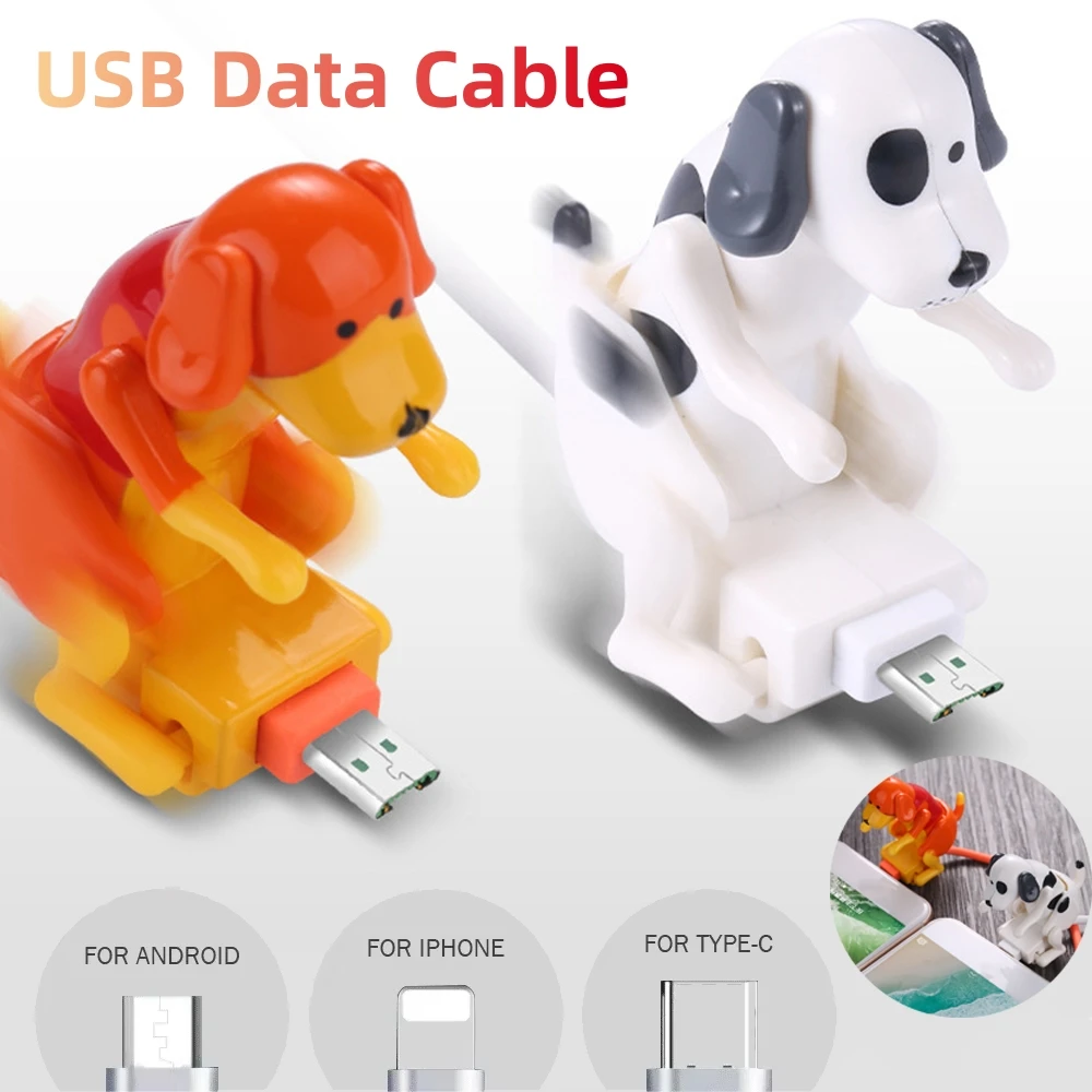 Funny Humping Dog Fast Charger USB Cable Smartphone Charger Line Portable Charging Data Cable for Apple Android Decompression