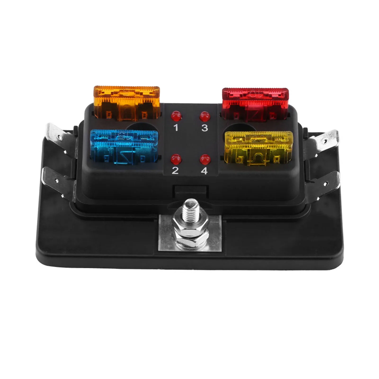 1Pcs 4 Way Blade Fuse Box Holder Fits for automotive electronic field electrical devices cars modified cars buses boats