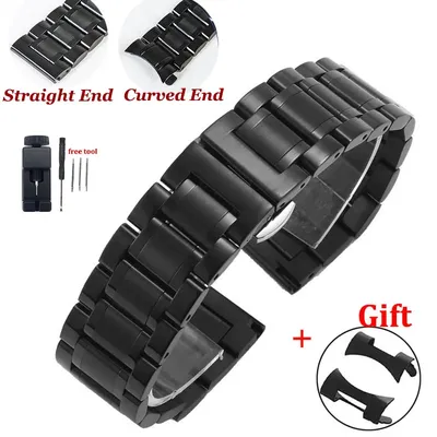 Massives Edelstahl-Uhrenarmband mit gebogenem Ende, 22 mm, 20 mm, 24 18 mm, Uhrenarmbänder für Image