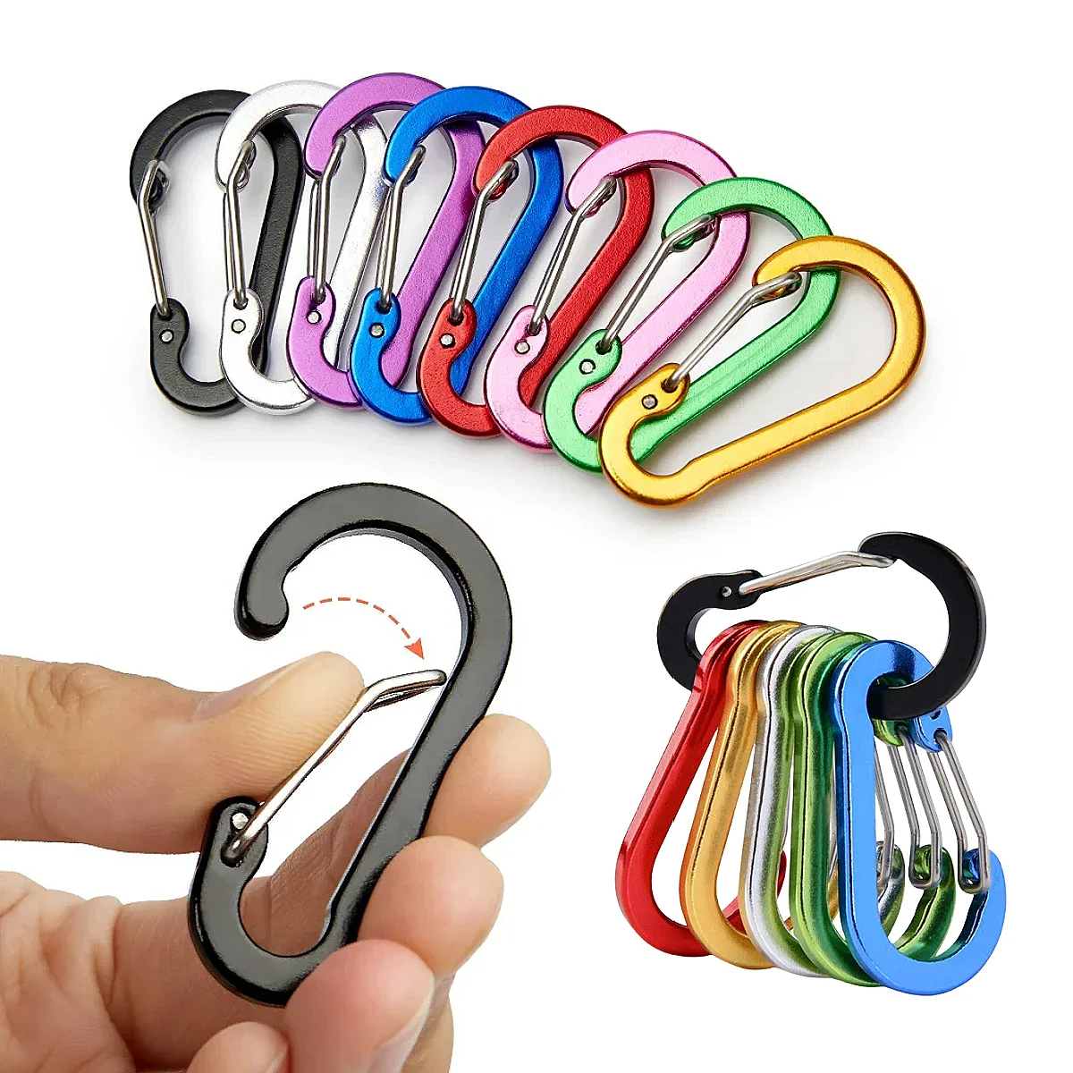 6 stücke Karabiner Clip Aluminium Legierung Schlüsselbund Lock Schnalle Snap D-Ring Clip Outdoor Rucksack Camping Multi Tool Angeln wandern Haken Image