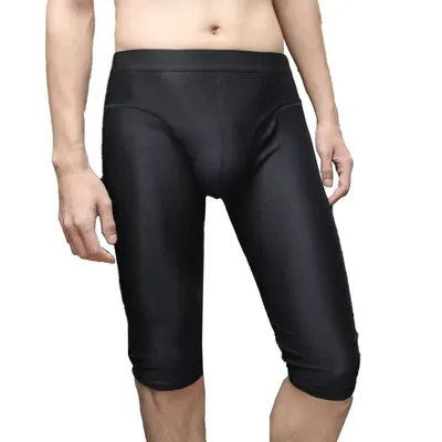 Sexy Männer Verlängern Boxer Eis Seide Lange Bein Badehose Nahtlose Mesh Slip Bugle Pouch Unterwäsche Casual Schwimmen Sport Shorts Unterhosen Image