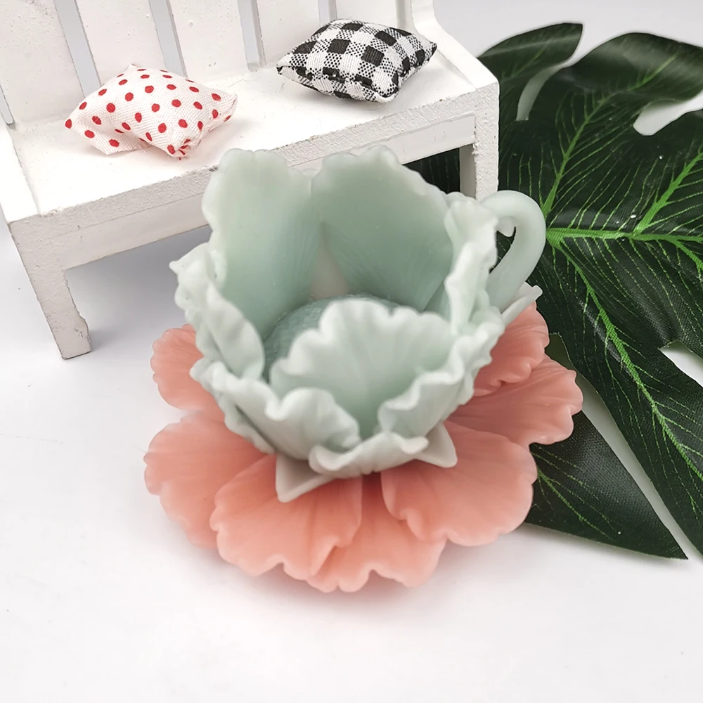 PRZY Mould Silikon Blumen Tasse Daisy Rose Pfingstrose Seife Formen Fondant Seife Formen Handgemachte Form Ton Harz Kerze Form Image