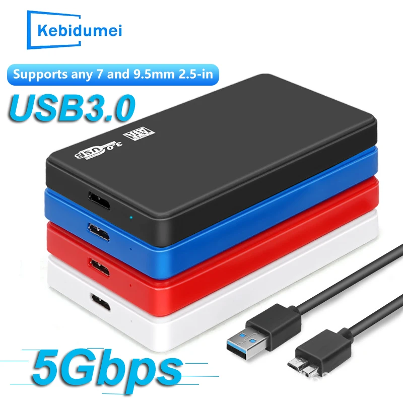 USB 3.0 HDD-Gehäuse 2,5 Zoll SATA HDD SSD Externes Festplattengehäuse 5 Gbit/s Hochgeschwindigkeits-externe Festplatte Festplattenbox für PC Laptop PS5 Image