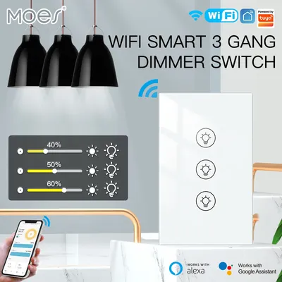 MOES Neuer Tuya WiFi Multi-Gang Smart Light Dimmer Switch 1/2/3 Gang Smart Life/Tuya APP Funktioniert mit Alexa Google Voice Assistants