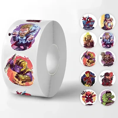 500 Stück/Rolle Disney Film Marvel Hero Aufkleber Anime Aufkleber Skateboard Laptop Motorrad Buch Image