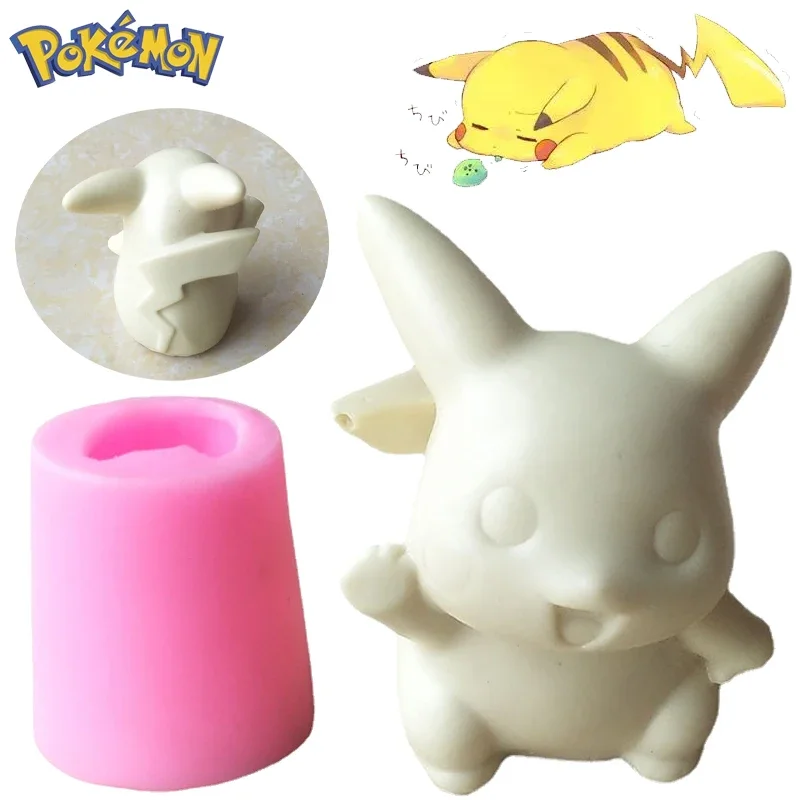 Pokemon Pikachu 3D Kerze Wachs Anime Silikon Form Kuchen Werkzeuge Cartoon Kinder Schokolade Süßigkeiten Dessert Cupcake Küche Backform Image