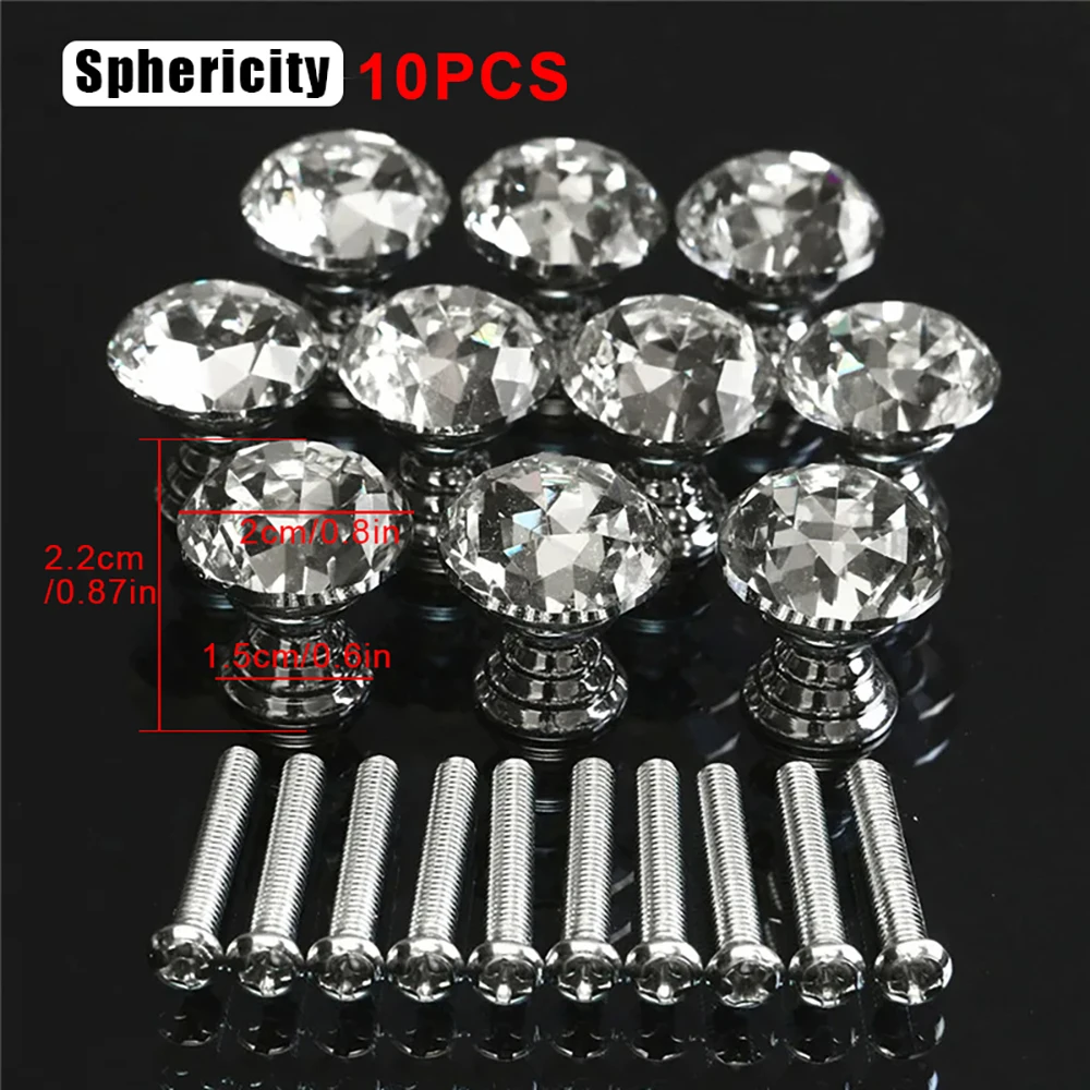 10 teile/satz 20mm Kristallglas knöpfe Schrank Schublade Zug griff Diamant form Küchen schrank tür Kleider schrank Griffe Hardware