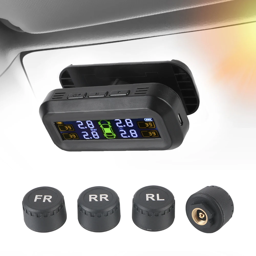 Reifendruckkontrollsystem, Auto-Reifendrucküberwachung, Reifendruckalarm mit 4 externen Sensoren Image