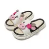 Leinen lässig Plattform Hausschuhe Frauen Haus niedlichen Cartoon Kuh Designer Schuhe Damen Wohnungen elegante Home Fashion Schuhe große Größe