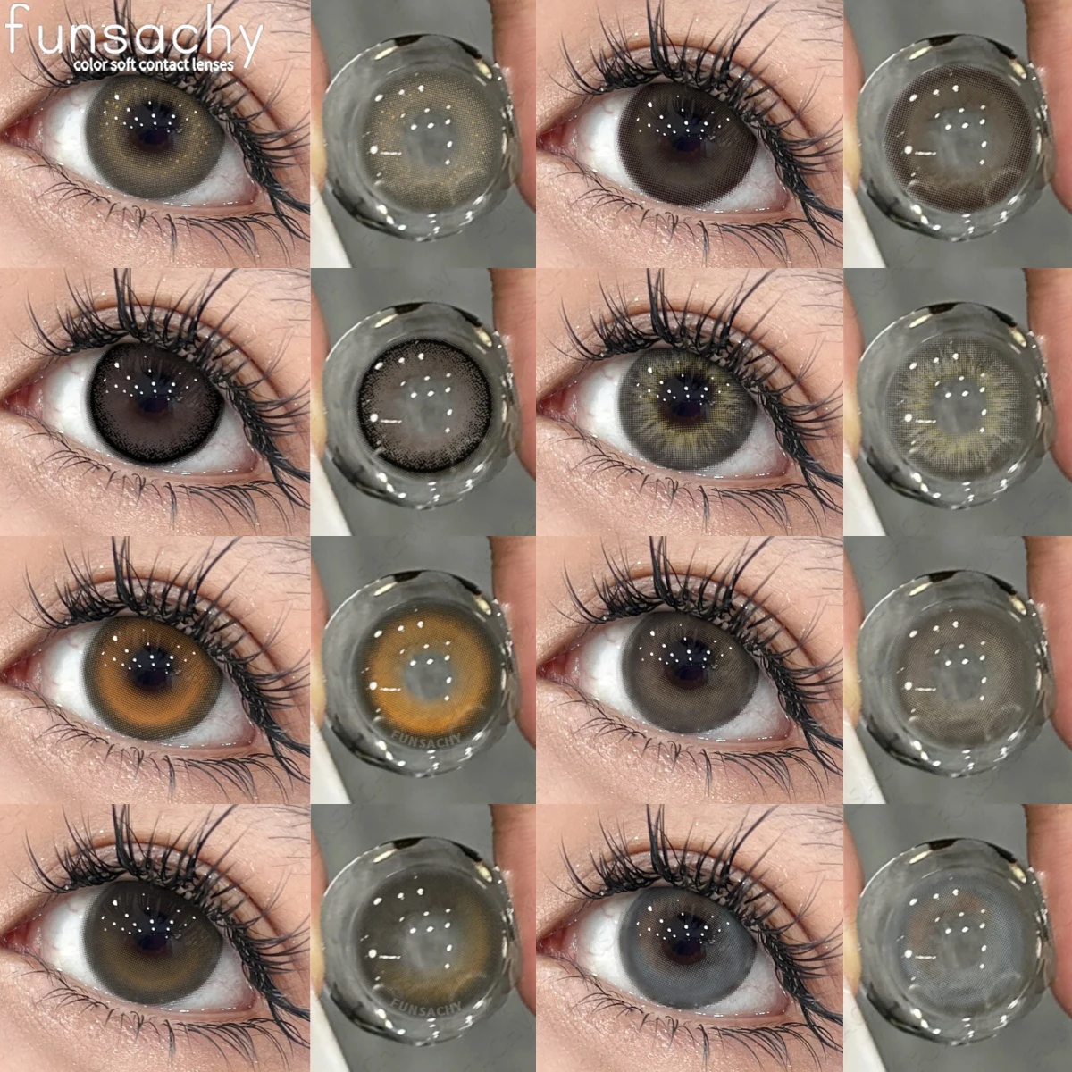 Funsachy Kosmetik Farbe Kontaktlinsen 1 Paar braune Farbe Linse Mode Linsen koreanische Linsen wachsen Auge große Augenlinse graue Kontakte Image